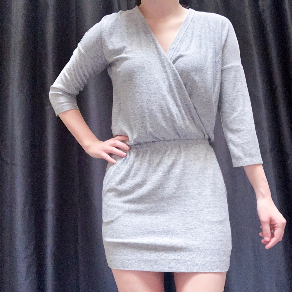 Grey Sweater Material Dress (WITH POCKETS)
